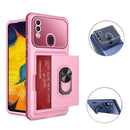 For Samsung Galaxy A20/A30 Card Ring Holder PC + TPU Phone Case(Blue)