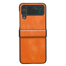 For Samsung Galaxy Z Flip4 5G Two-color Litchi Texture PU Phone Case(Orange)