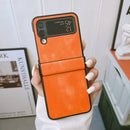 For Samsung Galaxy Z Flip4 5G Two-color Litchi Texture PU Phone Case(Orange)