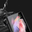 For Samsung Galaxy Z Fold4 Carbon Fiber Texture Shockproof Splicing Leather Case with Holder(Yellow)