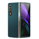 For Samsung Galaxy Z Fold4 Genuine Leather Protective Phone Case(Plain Leather Green)