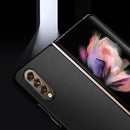 For Samsung Galaxy Z Fold4 Genuine Leather Protective Phone Case(Plain Leather Black)