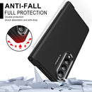 For Samsung Galaxy Z Fold4 Skin Feel Two-color Contact Lens Hinge Flip Phone Case with Pen Slot(Black)