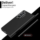 For Samsung Galaxy Z Fold4 Skin Feel Two-color Contact Lens Hinge Flip Phone Case with Pen Slot(Black)