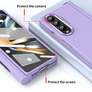 For Samsung Galaxy Z Fold4 Skin Feel Two-color Contact Lens Hinge Flip Phone Case with Pen Slot(Purple)
