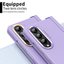 For Samsung Galaxy Z Fold4 Skin Feel Two-color Contact Lens Hinge Flip Phone Case with Pen Slot(Purple)