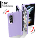 For Samsung Galaxy Z Fold4 Skin Feel Two-color Contact Lens Hinge Flip Phone Case with Pen Slot(Purple)