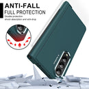 For Samsung Galaxy Z Fold4 Skin Feel Two-color Contact Lens Hinge Flip Phone Case with Pen Slot(Aoyama Dai)