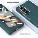 For Samsung Galaxy Z Fold4 Skin Feel Two-color Contact Lens Hinge Flip Phone Case with Pen Slot(Aoyama Dai)