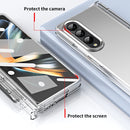 For Samsung Galaxy Z Fold4 Skin Feel Two-color Contact Lens Hinge Flip Phone Case with Pen Slot(Transparent)