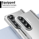 For Samsung Galaxy Z Fold4 Skin Feel Two-color Contact Lens Hinge Flip Phone Case with Pen Slot(Transparent)