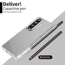 For Samsung Galaxy Z Fold4 Skin Feel Two-color Contact Lens Hinge Flip Phone Case with Pen Slot(Transparent)