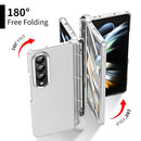 For Samsung Galaxy Z Fold4 Skin Feel Two-color Contact Lens Hinge Flip Phone Case with Pen Slot(Transparent)