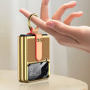 For Samsung Galaxy Z Flip4 GKK Plating + Leather Phone Case with Ring & Strap(Blue)