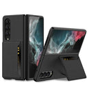 For Samsung Galaxy Z Fold4 GKK Ultra-thin Leather Phone Case with Card Slots(Carbon Fiber Texture)
