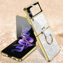 For Samsung Galaxy Z Flip4 GKK Integrated Electroplating Phone Case with Ring(White)