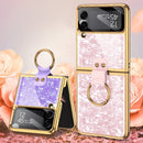 For Samsung Galaxy Z Flip4 GKK Integrated Electroplating Phone Case with Ring(White)