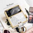 For Samsung Galaxy Z Flip4 GKK Integrated Electroplating Phone Case with Ring(White)