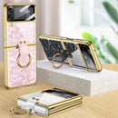 For Samsung Galaxy Z Flip4 GKK Integrated Electroplating Phone Case with Ring(White)