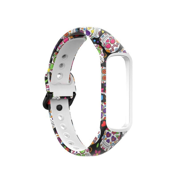 For Samsung Galaxy Fit 2 SM-R220 Silicone Printing Watch Band(Colorful Skull)