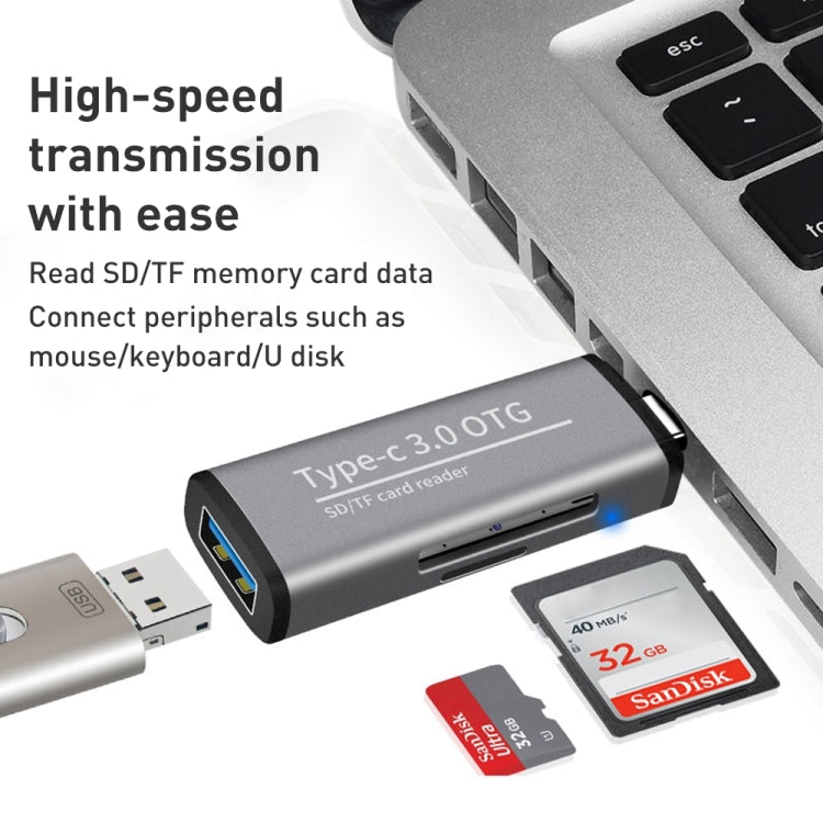 ADS-103 USB 3.0 Female Multifunctional OTG Card Reader(Grey)