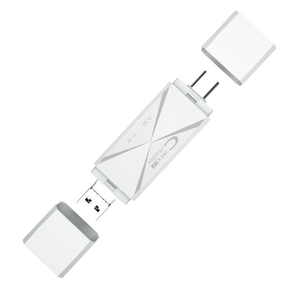 ADS-218 8 Pin+USB+Type-C Multi-function Card Reader(White)