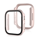 Life Waterproof Frosted 2 in 1 PC Frame + Tempered Glass Protective Case For Apple Watch Series 7 45mm(Pink)