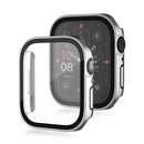 Life Waterproof Frosted 2 in 1 PC Frame + Tempered Glass Protective Case For Apple Watch Series 7 45mm(Silver)