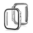Life Waterproof Frosted 2 in 1 PC Frame + Tempered Glass Protective Case For Apple Watch Series 7 45mm(Silver)