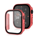 Life Waterproof Frosted 2 in 1 PC Frame + Tempered Glass Protective Case For Apple Watch Series 7 45mm(Red)