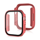 Life Waterproof Frosted 2 in 1 PC Frame + Tempered Glass Protective Case For Apple Watch Series 7 45mm(Red)