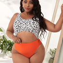 Sexy Plus Size High Waist Split Bikini Ladies Swimsuit, Size:XXXL(As Show)