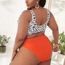 Sexy Plus Size High Waist Split Bikini Ladies Swimsuit, Size:XXXL(As Show)