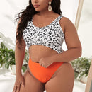 Sexy Plus Size High Waist Split Bikini Ladies Swimsuit, Size:XXXL(As Show)