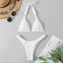 Sexy Solid Color Split Bikini Ladies Swimsuit, Size:S(White)