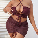 Sexy Plus Size Split Ladies Bikini Swimsuit Drawstring Beach Skirt, Size:XL(As Show)