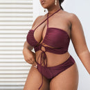 Sexy Plus Size Split Ladies Bikini Swimsuit Drawstring Beach Skirt, Size:XXXXL(As Show)