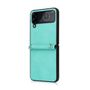For Samsung Galaxy Z Flip4 Lambskin Texture Leather Phone Case with Lanyard(Mint Green)