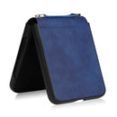 For Samsung Galaxy Z Flip4 Lambskin Texture Leather Phone Case with Lanyard(Blue)