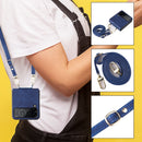 For Samsung Galaxy Z Flip4 Lambskin Texture Leather Phone Case with Lanyard(Blue)