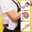 For Samsung Galaxy Z Flip4 Lambskin Texture Leather Phone Case with Lanyard(Pink)