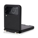 For Samsung Galaxy Z Flip4 Lambskin Texture Leather Phone Case with Lanyard(Black)