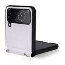 For Samsung Galaxy Z Flip4 Twill Texture Leather Phone Case with Lanyard(White)