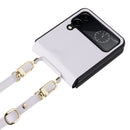 For Samsung Galaxy Z Flip4 Twill Texture Leather Phone Case with Lanyard(White)