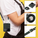 For Samsung Galaxy Z Flip4 Twill Texture Leather Phone Case with Lanyard(Green)