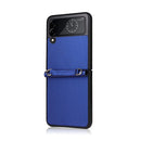 For Samsung Galaxy Z Flip4 Twill Texture Leather Phone Case with Lanyard(Blue)