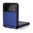 For Samsung Galaxy Z Flip4 Twill Texture Leather Phone Case with Lanyard(Blue)