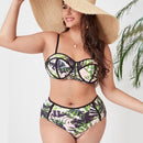 Sexy Plus Size High Waist Split Bikini Ladies Swimsuit, Size:XXXL(As Show)