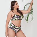 Sexy Plus Size High Waist Split Bikini Ladies Swimsuit, Size:XXXL(As Show)