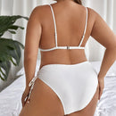 Sexy High Waist Split Bikini Ladies Swimsuit, Size:XXL(White)